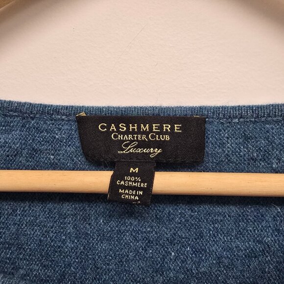 Charter Club Luxury 100% Cashmere Tunic Sweater Sz Medium Assymetrical Cut Blue - Picture 3 of 6